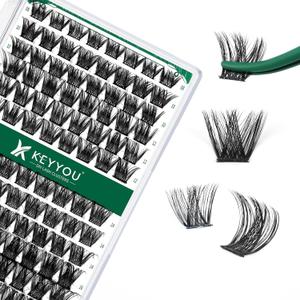 Lash Clusters,96 Pcs Cluster Lashes D Curl 10-18MIX DIY Lash Extensions Eyelash Clusters,KEYYOU Volume Wispy Individual Lashes Soft&Comfortable Easy DIY at Home(Y01,D-10-18MIX)