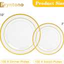 200PCS Clear Plastic Plates, Disposable Party Plates with Gold Rim
