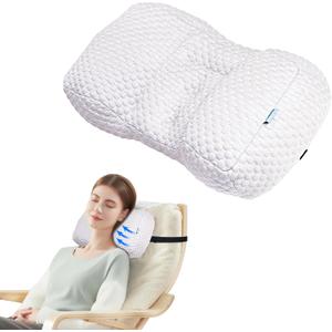 Adjustable Neck Pillow for Recliner, Headrest Pillow for Chair & Couch Support - Ergonomic Design Cushion with 2 Adjustable Strap, Recliner Head Pillow for Office, Home, Traveling, White 