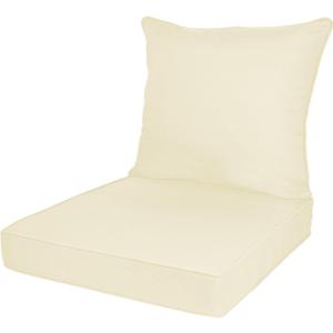 Outdoor Deep Seat Cushion Set, Deep Patio Chair Cushions, Outdoor Seat Cushions for Patio Furniture, 22 x 24, Replacement Outdoor Couch Cushion for Sofa, Rain-Proof, Fade Resistant (Beige)