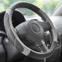 Elantrip Sport Leather Steering Wheel Cover 14 1/2 inch to 15 inch Universal, Padded Soft Grip Breathable for Car Truck SUV Jeep, Anti Slip Odorless Black and Gray