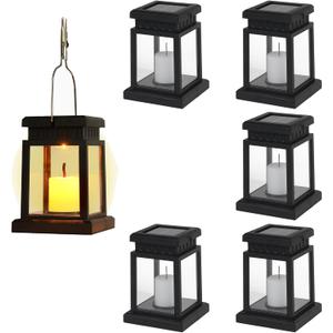 Small Solar Lanterns Outdoor Waterproof, Hanging Candles Solar Lights Garden Decor for Outside, Gifts for Women Mom, Flickering Flameless Candle Lights for Table,Outdoor Decorative 6P