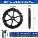 2 PCS 20" PU Flat Free Tire with 3/4'' and 5/8'' Bearings, Non-inflated Tires and Wheels, 20x2 Inch Wheel for Wheelbarrow, Carts, Garden Trailers, 1.95 Tire Width
