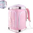 AUROTIER 60L Ski Boot Bag Backpack with Helmet Compartment, Waterproof Ski Backpack for Gloves, Goggles, Skis Gear (Pink)