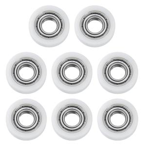 uxcell 8Pcs Ball Bearing Guide 8x22x7mm Double Shielded Nylon Roller Bearings, Flat Pulley Wheel for Furniture, Hardware Accessories, White
