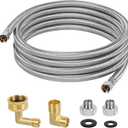 10 FT Dishwasher Installation Kit, Braided Stainless Steel Dishwasher Water Supply Line with 3/8" Compression Dishwasher Connectors, Burst-Resistant Inner Tube, Certified Safe