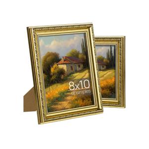 upsimples 8x10 Picture Frame with Real Glass, Ornate Vintage 8 x 10 Photo Frames for Wall Decor or Tabletop Display, Gold, 2 Pack