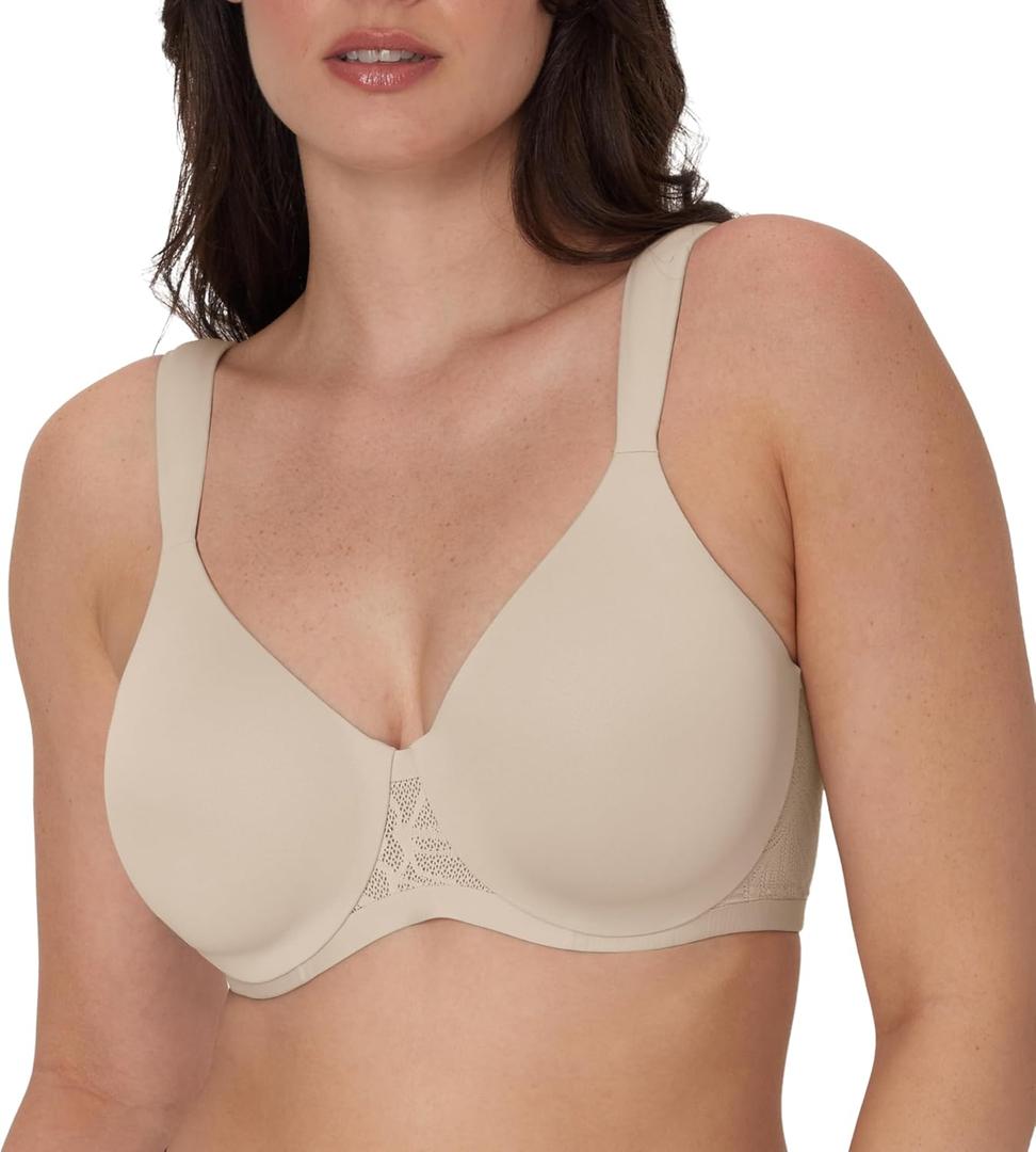 Bali Women's T-Shirt, Coolest Smoothing Underwire, Convertible Bra (36DDD, Almond)