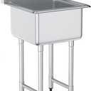 VEVOR Stainless Steel Prep & Utility Sink, 1 Compartment Free Standing Small Sink Include Faucet & legs, 21"x18" Commercial Single Bowl Sinks for Garage, Restaurant, Kitchen, Laundry