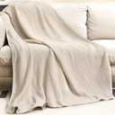 Yoofoss Muslin Blanket 100% Organic Cotton Large Twin Size 60" x 80" for Bed Couch Summer Gauze Blanket for Adults Lightweight and Breathable Apricot White