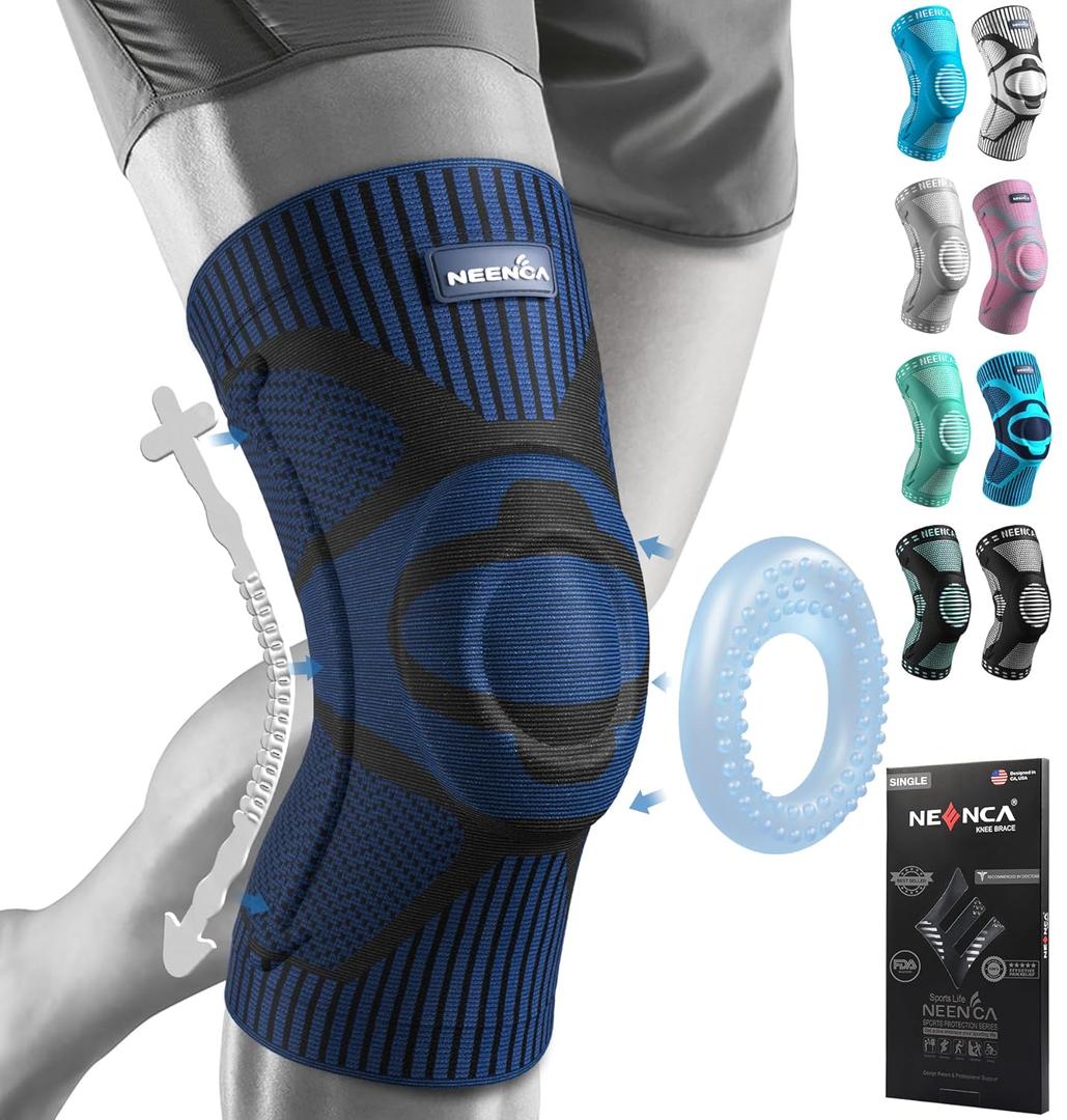 NEENCA Knee Braces for Knee Pain Relief, Compression Knee Sleeves with Patella Gel Pad & Side Stabilizers, Knee Support for Weightlifting, Running, Workout, Arthritis, Meniscus Tear, Men Women. ACE-53 (Small, 1 Navy-Blue)