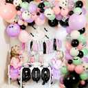 Halloween Balloon Arch Baby Showers Decorations, 18" 10" 5" Black Purple Pink Balloons with 3D Bat Stickers for Halloween Birthday Baby Shower Outdoor Indoor Decorations