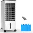 FLOWBREEZE Windowless Portable Air Conditoners, 3-IN-1 Portable AC w/Remote, 12H Timer &1.16Gal Tank, 45 Oscillation, 3 Modes & Speeds, Fast Cooling Quiet Ventless Swamp Cooler for Home Office, Ivory