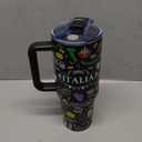 Italy 40 oz Tumbler with Handle and Straw, Italy Souvenirs Insulated Travel Mug Iced Coffee Cup, Birthday Gifts for Women, Men, Christmas Thanksgiving Day Gifts for Italian