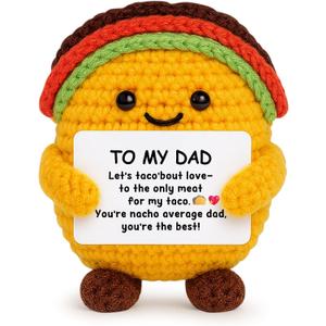 2 x JoycuFF Dad Birthday Gift from Daughter Son Wife Handmade Crochet Mini Taco Birthday Gifts for Dad Funny Gift Emotional Inspirational Taco Support Decor