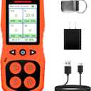 ZYKYCX 4 Gas Monitor Multi Gas Detector for O2, CO, H2S, Combustible Gas Tester, Rechargeable 4 Gas Leak Detector, Digital Gas Meter with Sound, Light & Vibration Alarm, Orange 