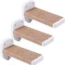 3pcs Wall Mounted Cat Steps, Climbing Furniture, Shelves With Hemp Rope Covered, Solid Wood Ladder for Playing and Climbing (Standard-White)