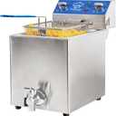 TOPKITCH 8.5Qt Electric Fryer with Oil Drain,30 Minutes Timer,Stretch forming oil tank,Lid and Solid Wire Mesh Basket,Medium Duty Commercial Electric Countertop Deep Fryers-120V,1800W