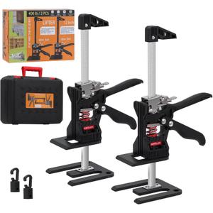 Drywall Lifter, Hand Furniture Lifter Tool, Furniture Jack, Labor Saving Arm Jack with Case, Precise Control Slow Descent, 12inch 400lb 2PCS
