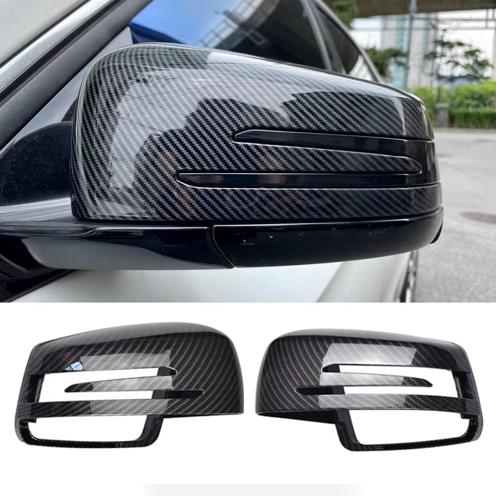 Side Mirror Cap Covers For Mercedes Benz W176 W246 W212 W204 C117 X156 X204 W221 C218 A B C E S CLA GLA GLK Class Black Replace (Carbon Fiber-1)