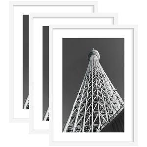 Abtgt 20x28 Picture Frame with 16x24 Mat for Wall Art, 3 Pack White