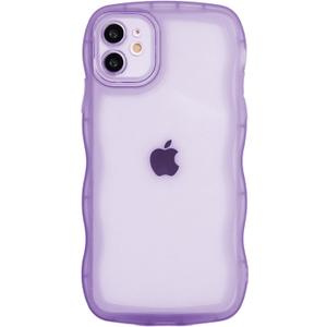Case for iPhone 12 6.1 Inch,Cute Kawaii Clear Case for Women/Girls,Yellowing-Resistant,Transparent Soft Silicone Thin Slim Full Body Shockproof Protection Phone Cover -Purple