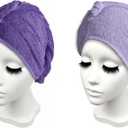Long Cotton Hair Towel Wrap for Women 28"x11" (Pack of 2) Purple, Hair Towel Cotton