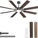 AKOFUN Ceiling Fans with Lights, 72 Inch Indoor/Outdoor Large Ceiling Fan with Light and Remote, 6 Speed Reversible Quiet DC Motor, 8 Blade, 3 CCT, Black Modern Ceiling Fan for Living Room Patio