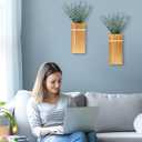 Wall Planters for Indoor Plants - 2 Pack Wood Wall Vases for Dried Flowers & Artificial Plants Modern Farmhouse Wooden Vase for Living Room Bedroom Kitchen Decorations - Brown Large