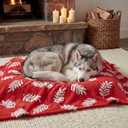 Horaldaily Pets Flannel Blanket, Red Leaves 3D Textured Soft Fuzzy Fluffy Plush Cozy Fleece Premium Blankets for Dog Cat Puppy Kitten Couch Protection, 20x30