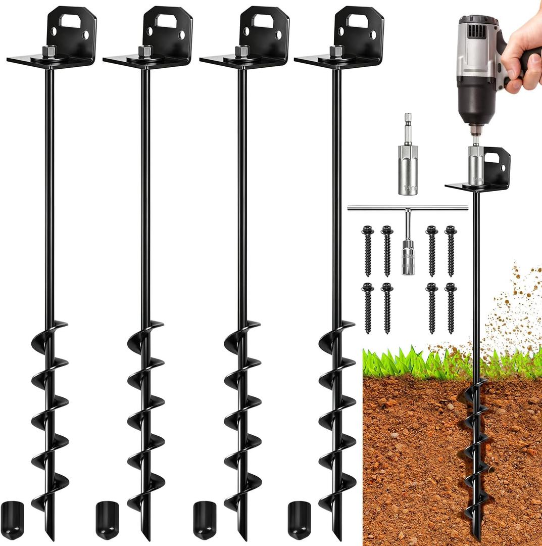 25" Ground Anchors Screw in, 4 Pack Shed Anchors Kit