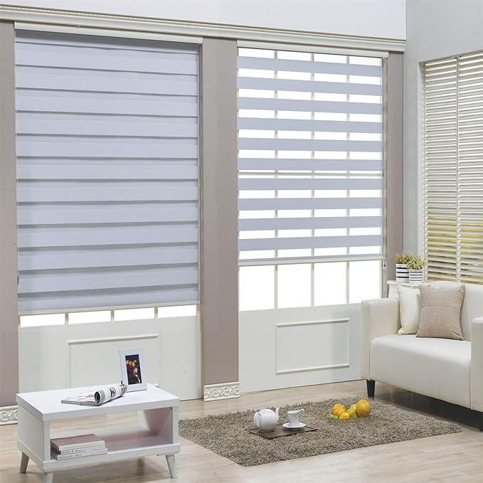 Cordless Zebra Blinds Size 52" x 72", White