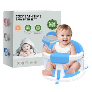 Baby Bath Seat for Babies 6 Months & Up, 360Protection Bath Seats for Babies Sitting Up, Lockable Armrests, Non-Slip Comfortable Toddler Bath Seat with Soft Cushion