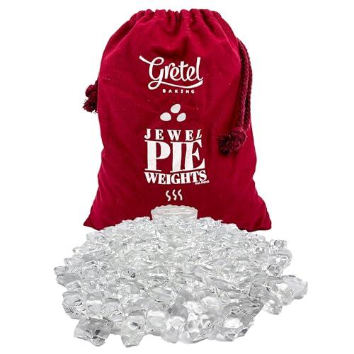 GRETEL BAKING Anti-Roll Glass Pie Weights for Baking Crust - Non-Porous, BPA and Dust Free, Borosilicate Glass Pie Crust Weights - Heat, Freezer, and Food Safe - Storage Bag Included (2.5 LB)