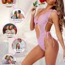 2 x Sexy Lingerie for Women Naughty Babydoll Bodysuit One Piece Teddy Lace Bow Strappy See Through G String Thongs (Blue, M)