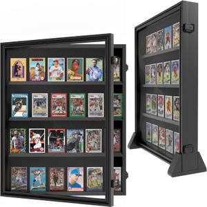 24 Graded Card Display Case, Baseball Card Display Stand, UV Protection, Storage Cabinet, Wall Mounted, Sports Cards, Baseball Trading Card, Wall Display Case, Case Stand, PSA, MTG, Black
