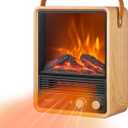 Shinic Portable Fireplace Heater for Indoor Use,1500W Fireplace Space Heater with Thermostat, Realistic 3D Flame & Crackling Sound, ETL Listed Home Office (Oak)