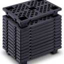 Briwooody 12 Pcs Plastic Pallet Lightweight Nestable Polyethylene Pallets 23.6" x 15.8" x 3.9" Interlocking Storage Pad with Breathable Grids for Basement Restaurant Kitchen Supermarket (Black)