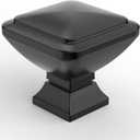 6 Pack 1.2 Inch Square Matte Black Drawer Knobs for Cabinets and Drawers (Single Hole Knob)