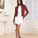 DeftSharp Women's V-Neck Knit Cardigan - Long Sleeve Button-Up Sweater Casual Formal Wear (Red, M)