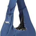 Dog Carrier Sling - Reversible Puppy Carrier Purse with Storage Pocket, Hand-Free Dog Sling Carrier for Carry Small Dogs and Cats, Travel Safety Harness, Dog and Cat Harness(Blue)