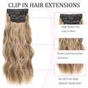 Clip in Hair Extensions 4PCS 200g/5oz Long Wavy Curly Balayage Hair Extensions Clip Ins for Women Thick Double Weft 22 Inch Hairpieces (Ash Blonde Mix Bleach Blonde)