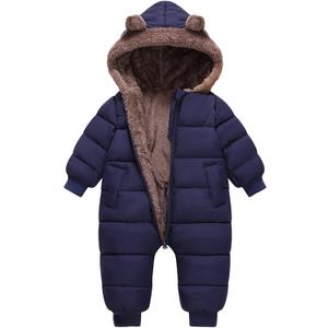 Baby Boys Girls Snowsuit Winter Clothes Suit Hooded Jumpsuit Romper Bear Outfit Infant Warm Coat Outwear Overcoat (18-24 Months, Dark Blue)