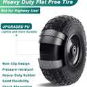 12'' Flat Free Tires Rubber Replacement Solid Tire and Wheel Assemblies for Hand Trucks Garden Cart Wheelbarrow - 3.5Wide Polyurethane Tires 2.1 Hub with 5/8 Inch Axle Borehole (410/350-6)