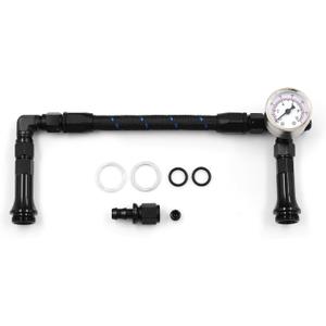 Braided AN6 Dual Feed Carb Fuel Line Double Pump for Holley 4150 Carburetor with Vacuum Pressure Gauge