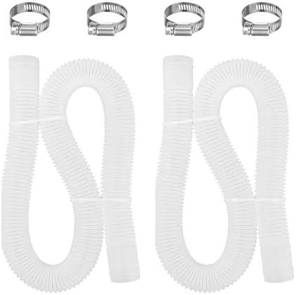 Pool Hoses for Above Ground Pools, Pool Filter Pump Hoses Compatible with Intex Pool Filter Pump 607, 637 With 4 Metal Clamps (W-2 Pack) 3"