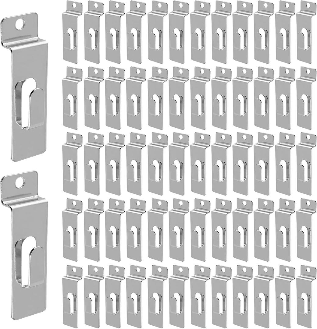100 Pack Utility Notch Hook, Metal Slatwall Picture Hanger, Silver Gridwall Utility Hooks Display Wall Hook for Photo Frame Painting Arts Center Grid Panel