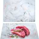 Set of 2 Glass Cutting Board with Marble Pattern, Tempered Glass Chopping Board with Non-Slip Feet, 16"x 12" Large Glass Board for Countertop, Kitchen, Dishwasher Safe