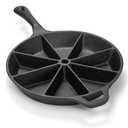 WUWEOT Cast Iron Wedge Pan, Round Corn Bread Skillet, 8-edges Biscuit Pan Mini Cake Pan with Long Handle for Scones, Corn Stick, Muffins, Cupcakes and Brownies