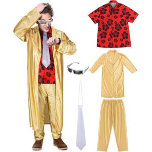 Cotwinter 5 Pcs Halloween Future Costume Adult Emmett Brown Costume Scientist Set for Halloween Cosplay Party(XL)